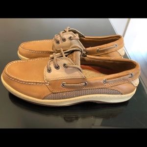 Sperry mens topsiders 9.5 billfish tan/beige boat shoes leather loafer new